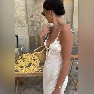 Zara Cream Dress with Poka Dots
